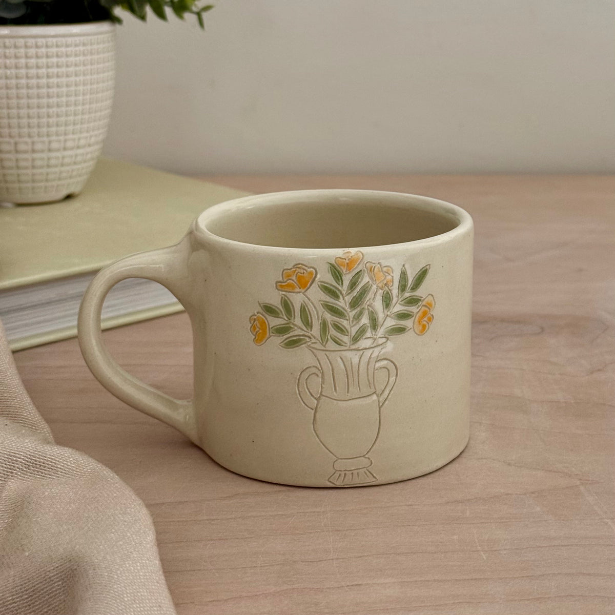 Handmade Stoneware Floral Mug